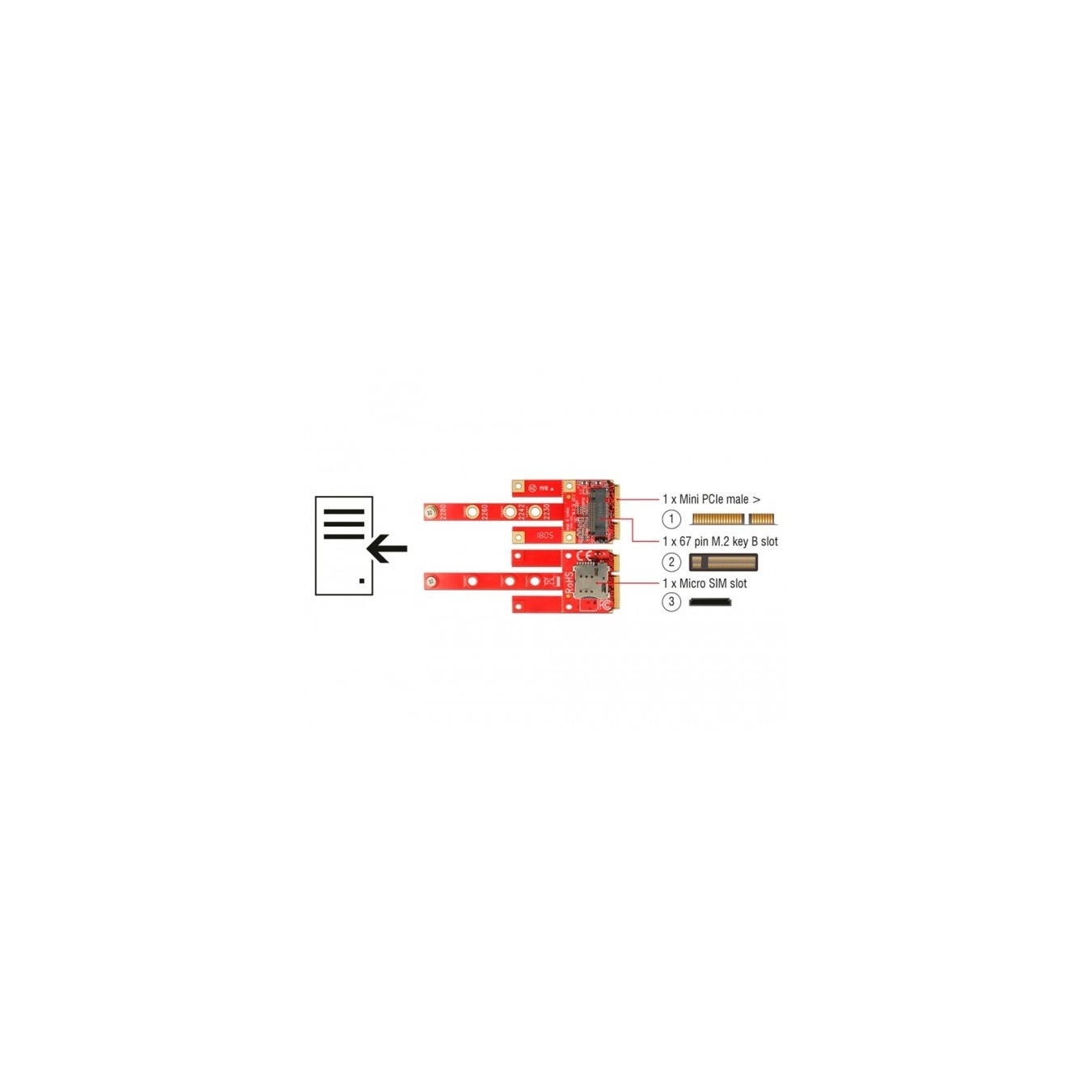 Converter Mini PCIe to M.2 Key B Slot + Micro SIM Slot Interface Card — Buy in Cyprus with Fast Delivery