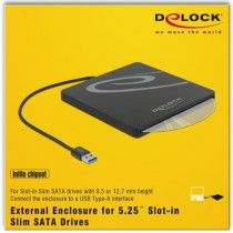 External Housing for 5.25'' Slot-in Slim SATA Drives 9.5/12.7 mm to USB Type-A Connector - Drive Housing