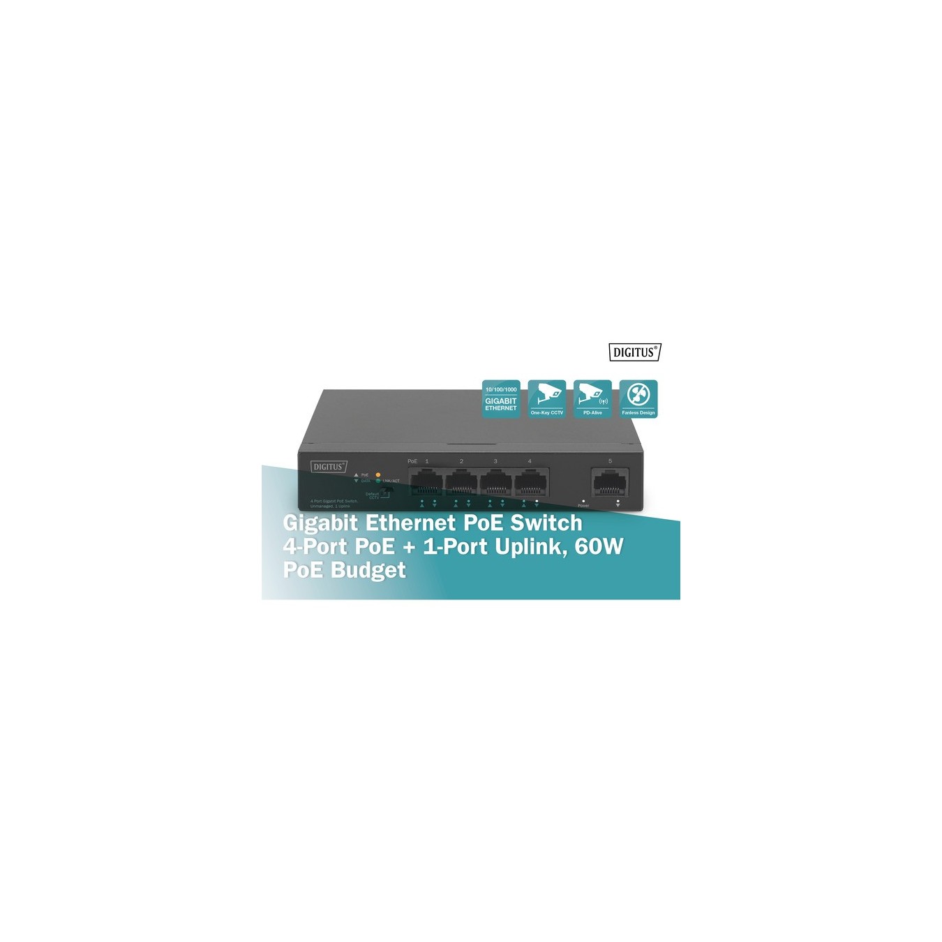 4+1-Port Gigabit PoE Switch - 4+1-Port — Buy in Cyprus with Fast Delivery