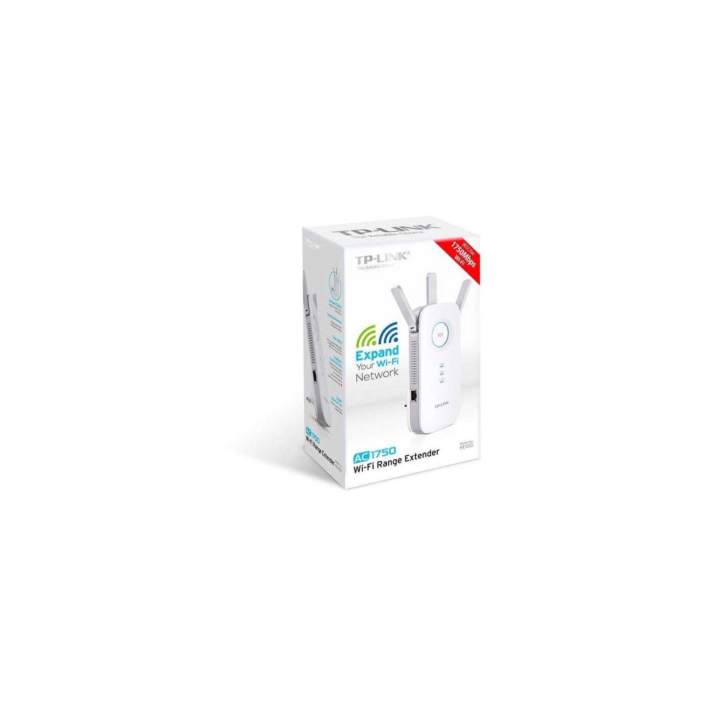 TP-Link AC1750 Wi-Fi Range Extender - RE450 - Dual-Band, Gigabit Ethernet, Wall-Plug, White — Buy in Cyprus with Fast Delivery