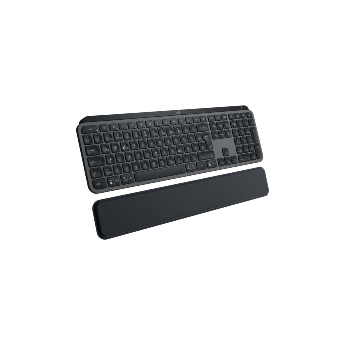 Logitech MX Keys S Wireless Keyboard + MX Palm Rest - 920-011567 - Graphite, German QWERTZ, Bluetooth & 2.4GHz