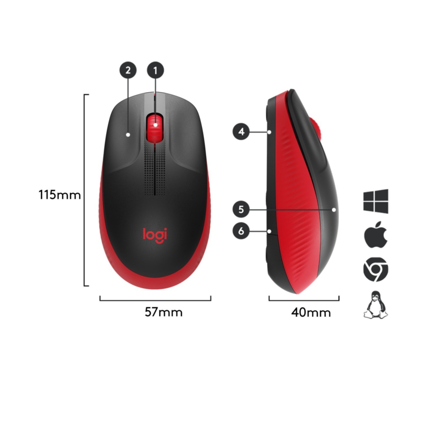 Logitech M190 Wireless Mouse - 910-005908 - Red Ambidextrous 1000 DPI (Boxed) — Buy in Cyprus with Fast Delivery