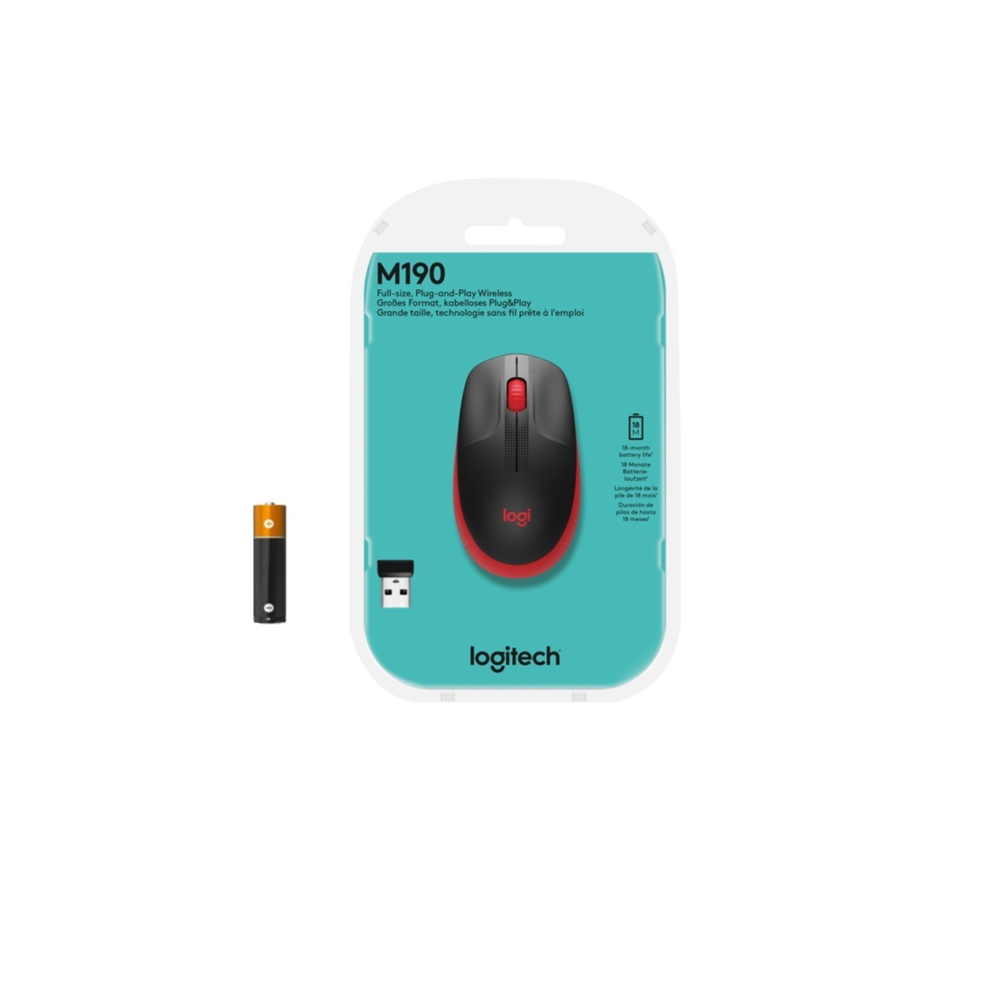 Logitech M190 Wireless Mouse - 910-005908 - Red Ambidextrous 1000 DPI (Boxed) — Buy in Cyprus with Fast Delivery
