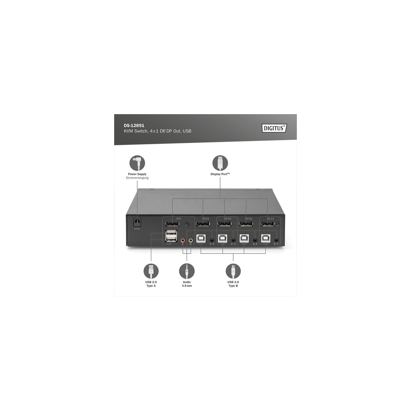 KVM Switch - DispalyPort 4x1, KVM-Switch — Buy in Cyprus with Fast Delivery
