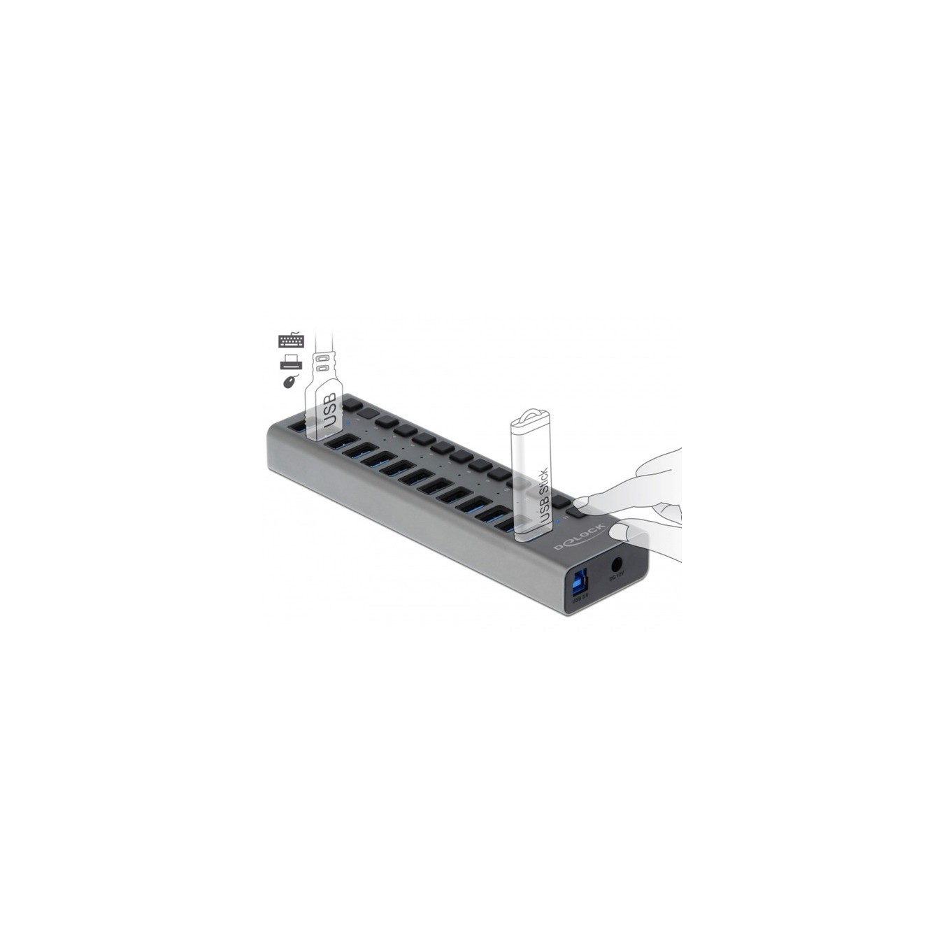 External SuperSpeed USB hub - 13 ports + switch — Buy in Cyprus with Fast Delivery