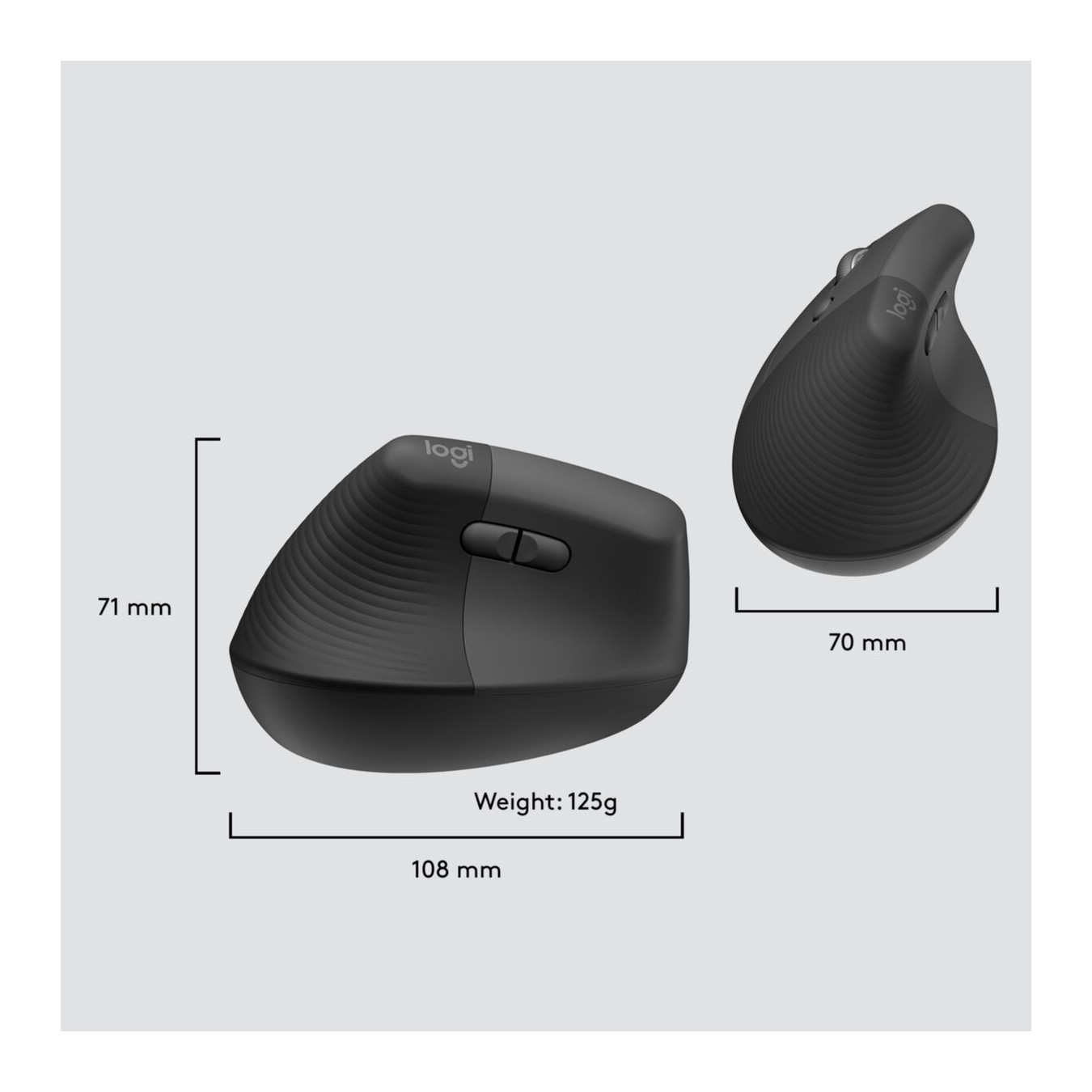 Logitech Lift for Business Wireless Ergonomic Left-Hand Vertical Mouse - 910-006495 - Graphite