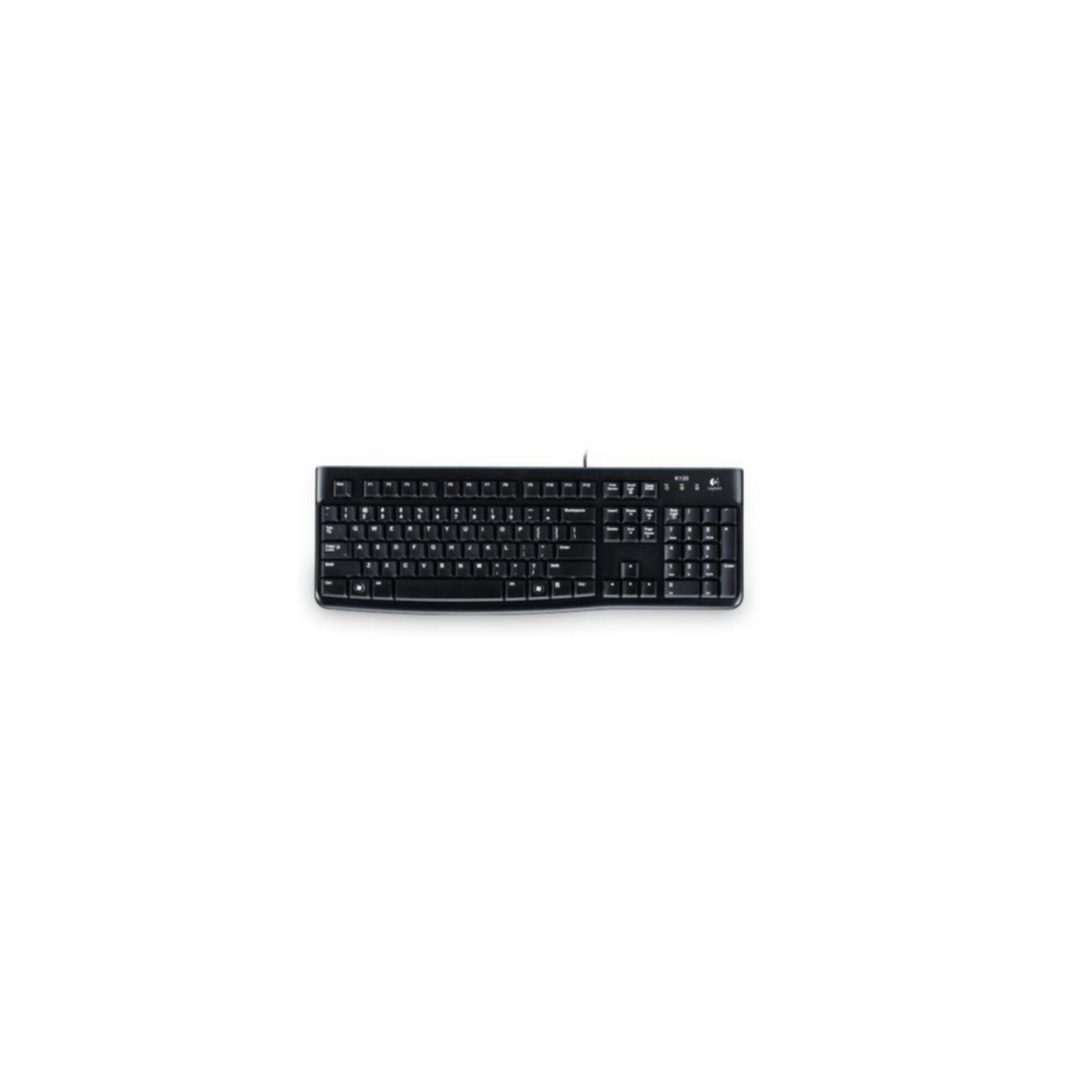 Logitech K120 Wired USB Keyboard - 920-002489 - German QWERTZ, Full-Size, Black, Spill-Resistant