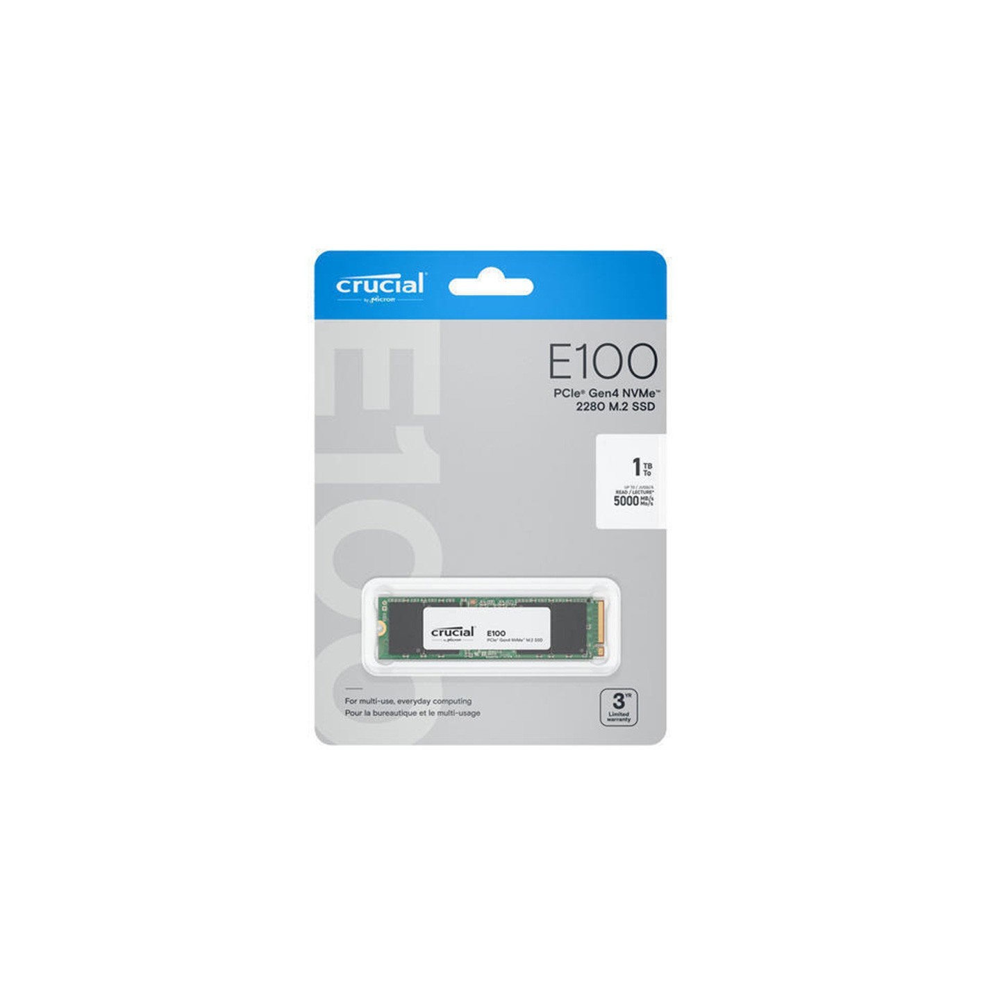 Crucial E100 1TB M.2 2280 NVMe PCIe 4.0 x4 SSD - 5000/4500 MB/s - CT1000E100SSD8 (Boxed) — Buy in Cyprus with Fast Delivery