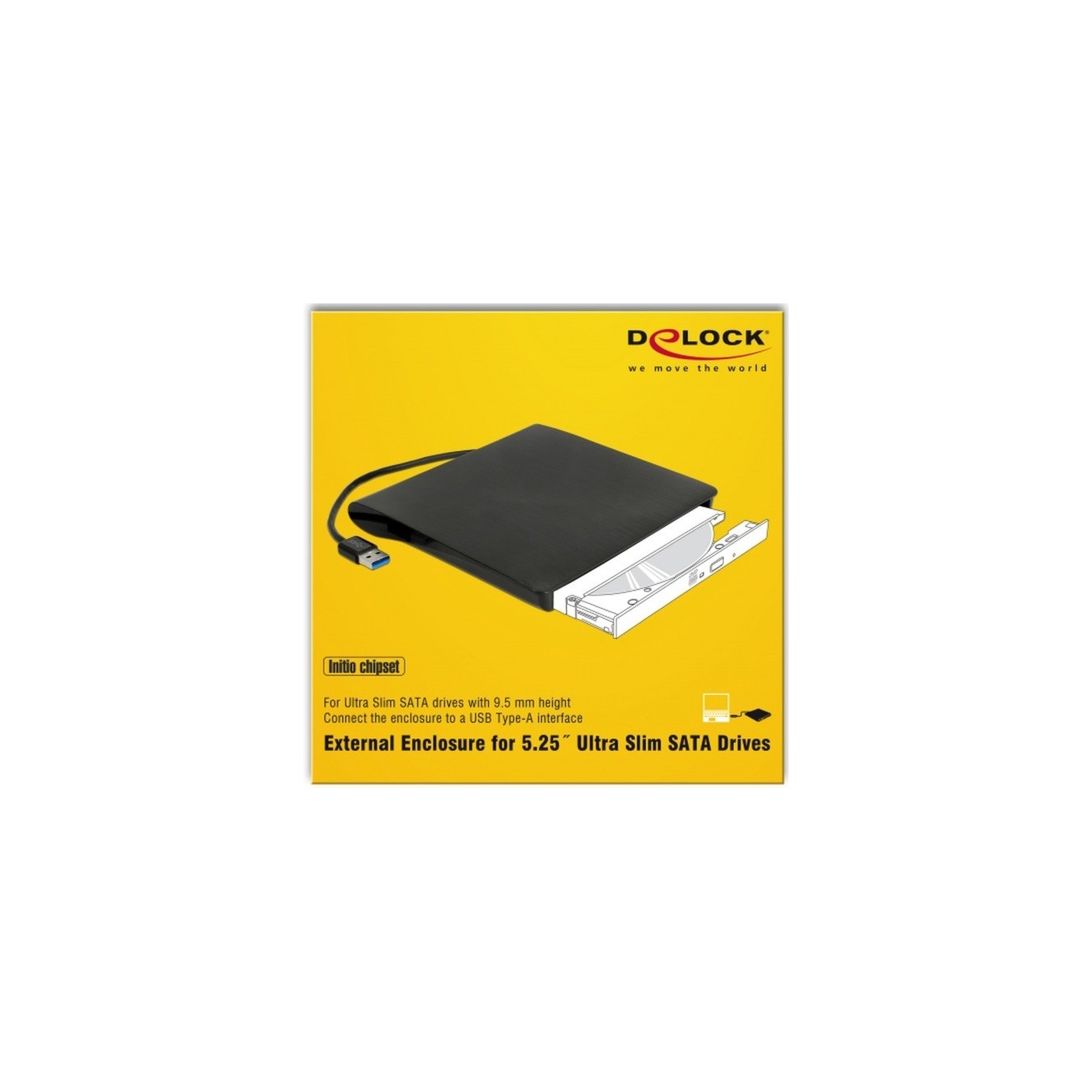 External enclosure for 5.25'' Ultra Slim SATA drives 9.5 mm to USB Type-A connector - drive enclosure