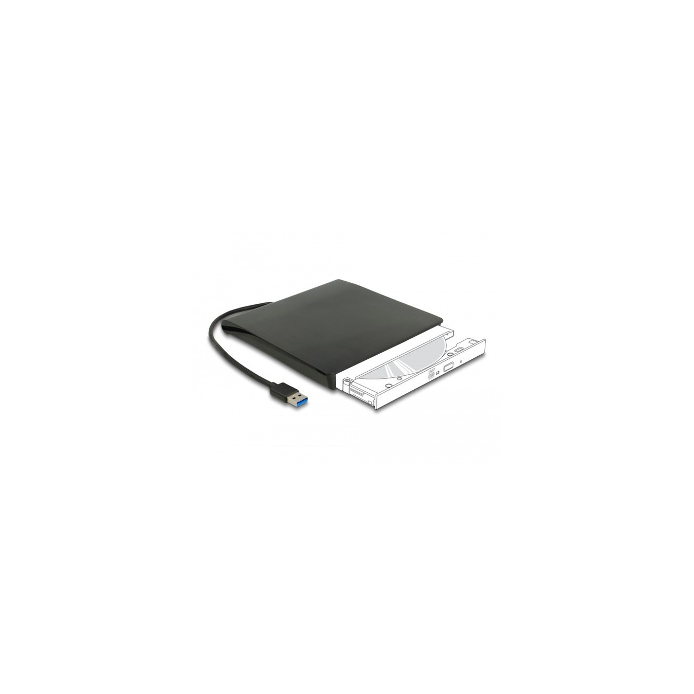 External housing - 5.25" slim SATA drives 12.7 mm height to USB-A connector, drive housing — Buy in Cyprus with Fast Delivery