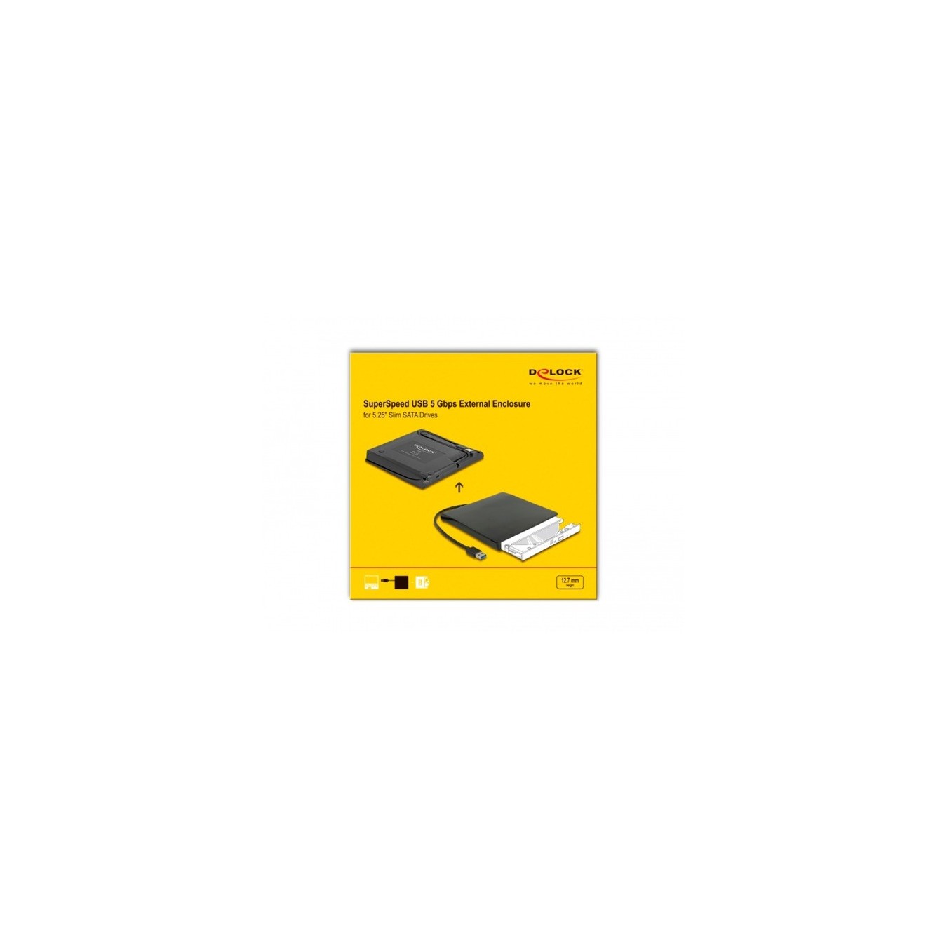 External housing - 5.25" slim SATA drives 12.7 mm height to USB-A connector, drive housing — Buy in Cyprus with Fast Delivery