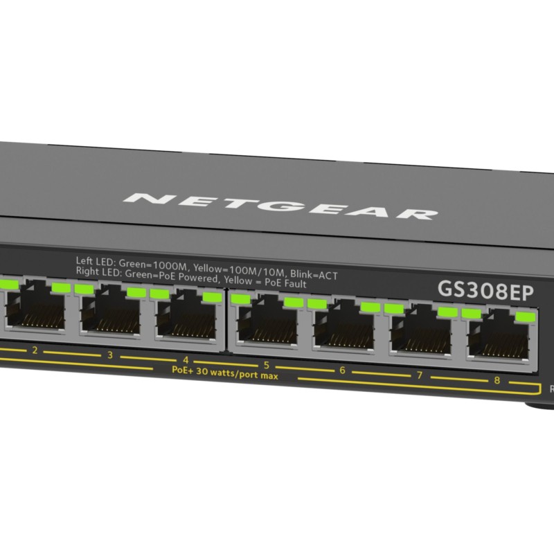 Buy NETGEAR Plus Switch - GS308EP-100PES - 8-Port Gigabit PoE+ Managed L2/L3, Black in Cyprus, Nicosia, Limassol, Larnaka, Pafos