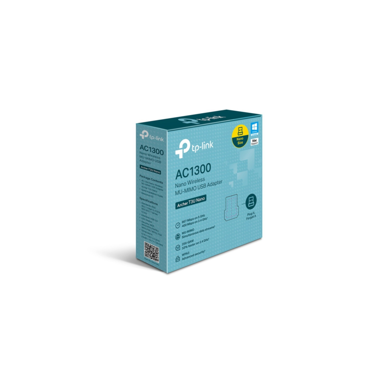 TP-Link Archer T3U Nano - AC1300 Dual-Band USB 3.0 Nano Wi-Fi Adapter - MU-MIMO, WPA3 Security