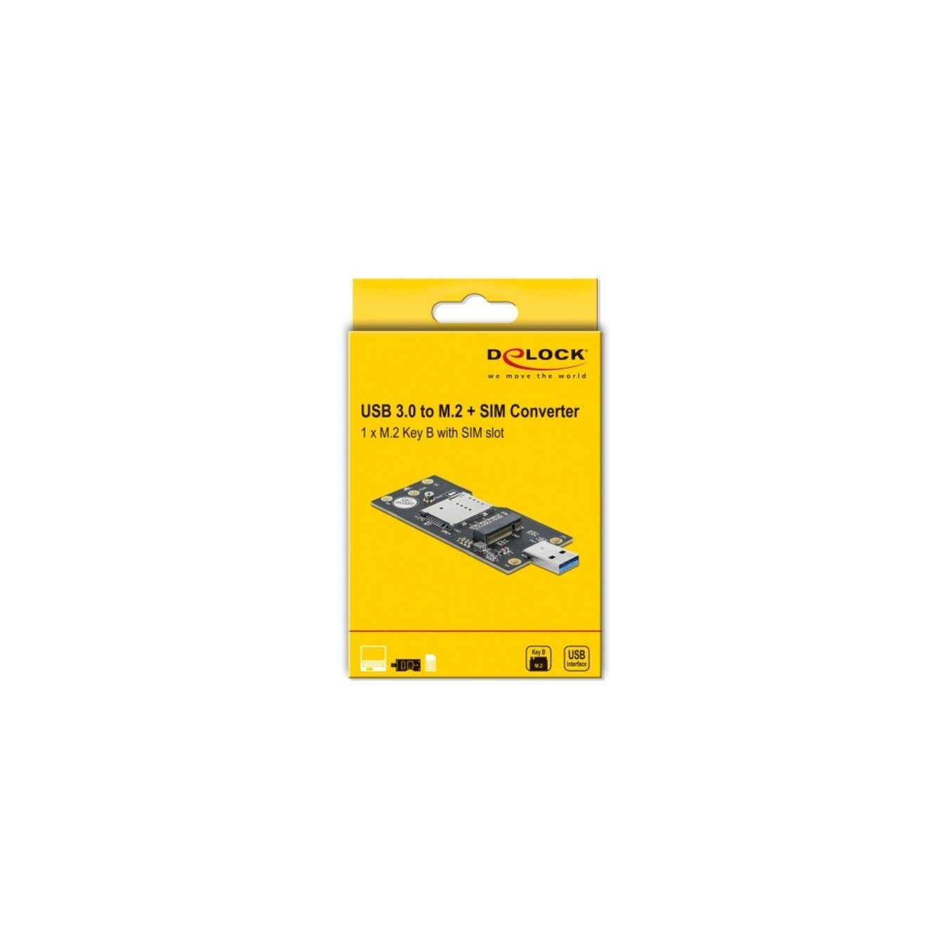 USB 3.2 Gen 1 converter Type-A male to M.2 Key B with SIM slot - Converter Type-A to M.2 Key B with SIM slot
