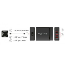 Delock 63974 - 60W USB Charger 1x USB-C PD + 3x USB-A | Armenius Store
