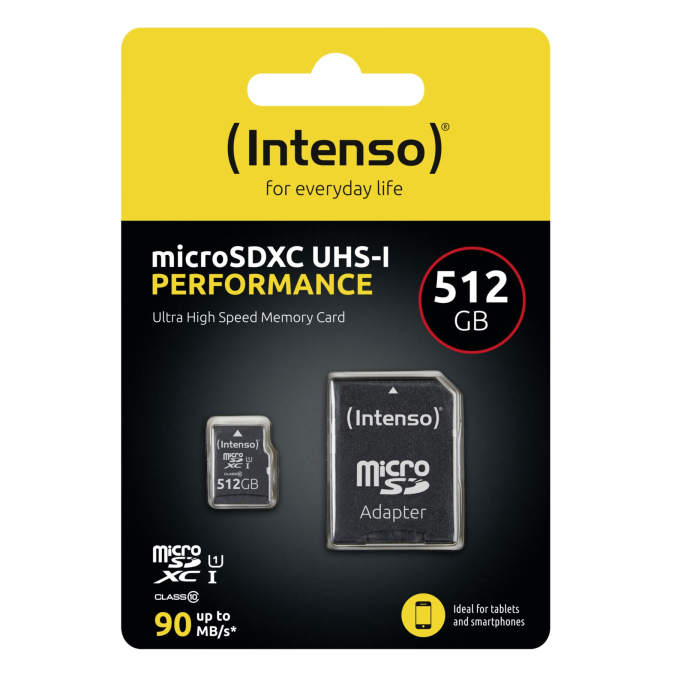 Intenso microSD UHS-I Performance 512GB - Model 3424493 - Class 10 (U1), Black, incl. SD Adapter