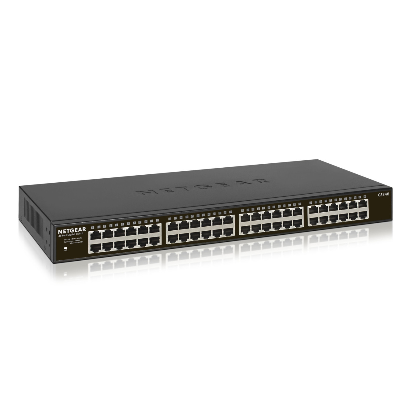 NETGEAR 300 Series Gigabit Unmanaged Switch - GS348-100EUS - 48-Port Gigabit, Fanless, Rackmount (Metal Case)