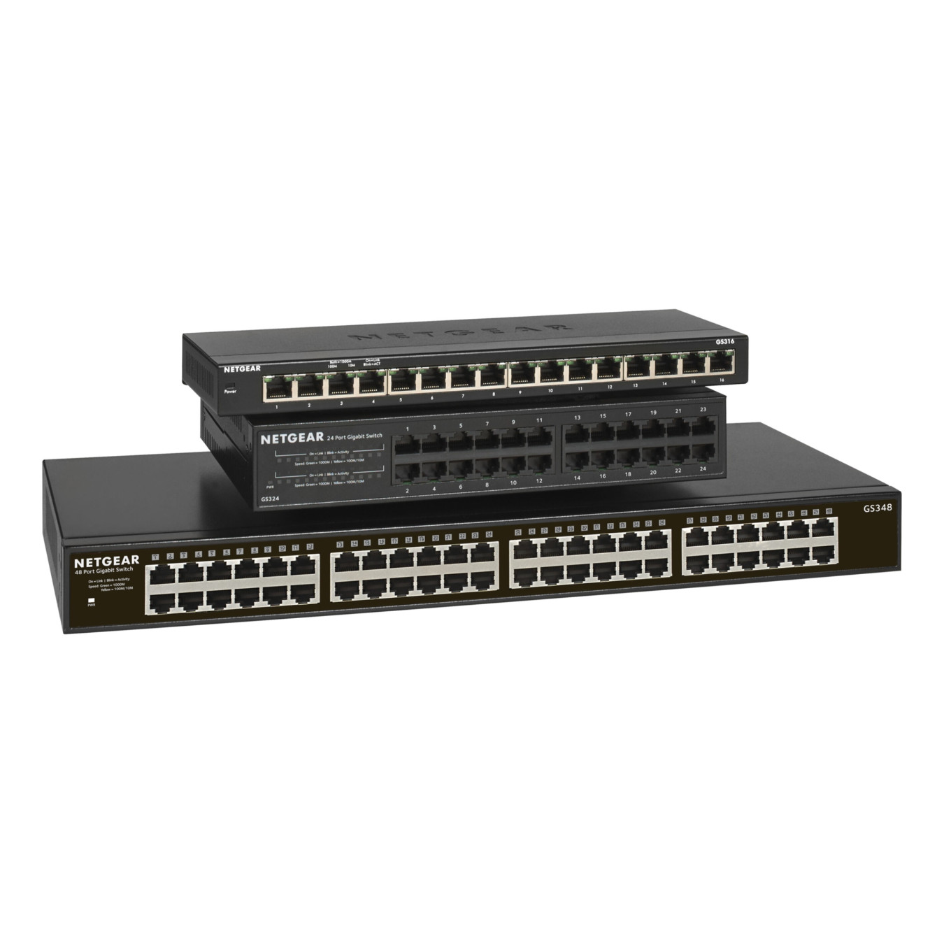 NETGEAR 300 Series Gigabit Unmanaged Switch - GS348-100EUS - 48-Port Gigabit, Fanless, Rackmount (Metal Case)