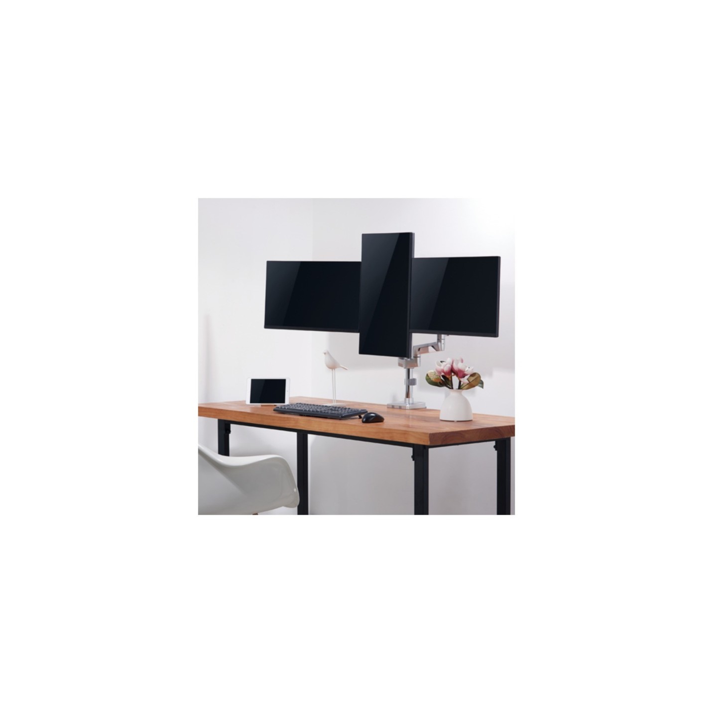 LogiLink Triple Monitor Desk Mount BP0090 - 3x 17-27" Clamp Arm VESA 75/100 Silver (Boxed) — Buy in Cyprus with Fast Delivery