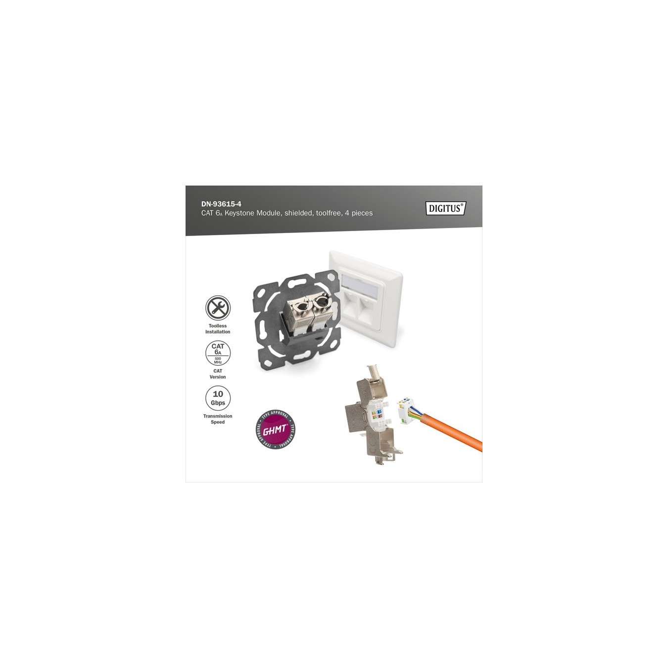 CAT 6A Keystone Module Shielded - Tool-Free - 4 Pieces — Buy in Cyprus with Fast Delivery