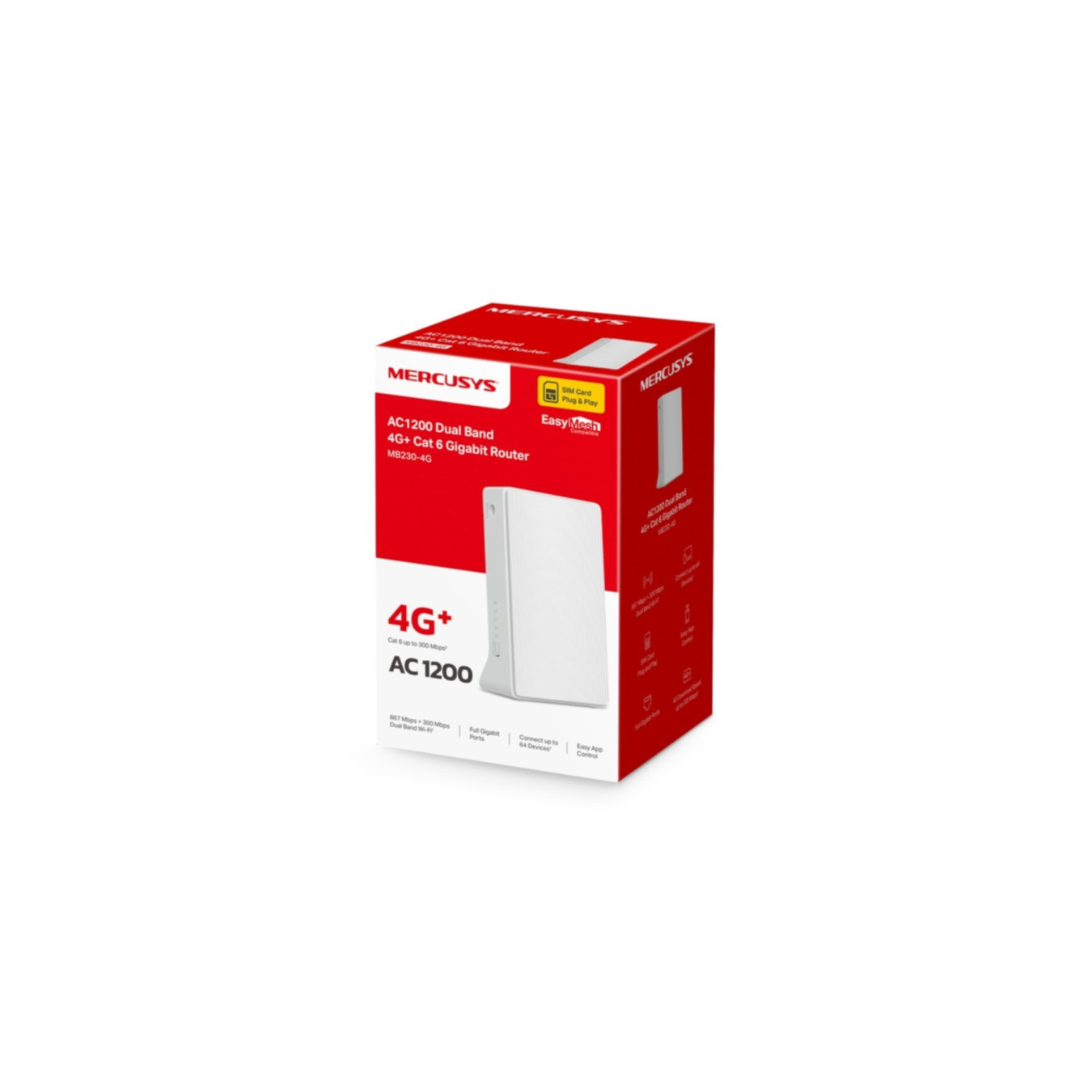 Mercusys MB230-4G - AC1200 Dual-Band 4G+ Cat6 LTE Router (Nano-SIM, Dual-Band 2.4/5 GHz, Gigabit)