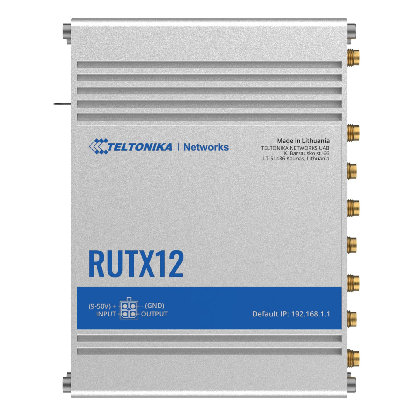 Teltonika RUTX12 - Dual-band LTE Tabletop Router, Silver, 256MB RAM, 717MHz Quad-core, Dual SIM, PoE