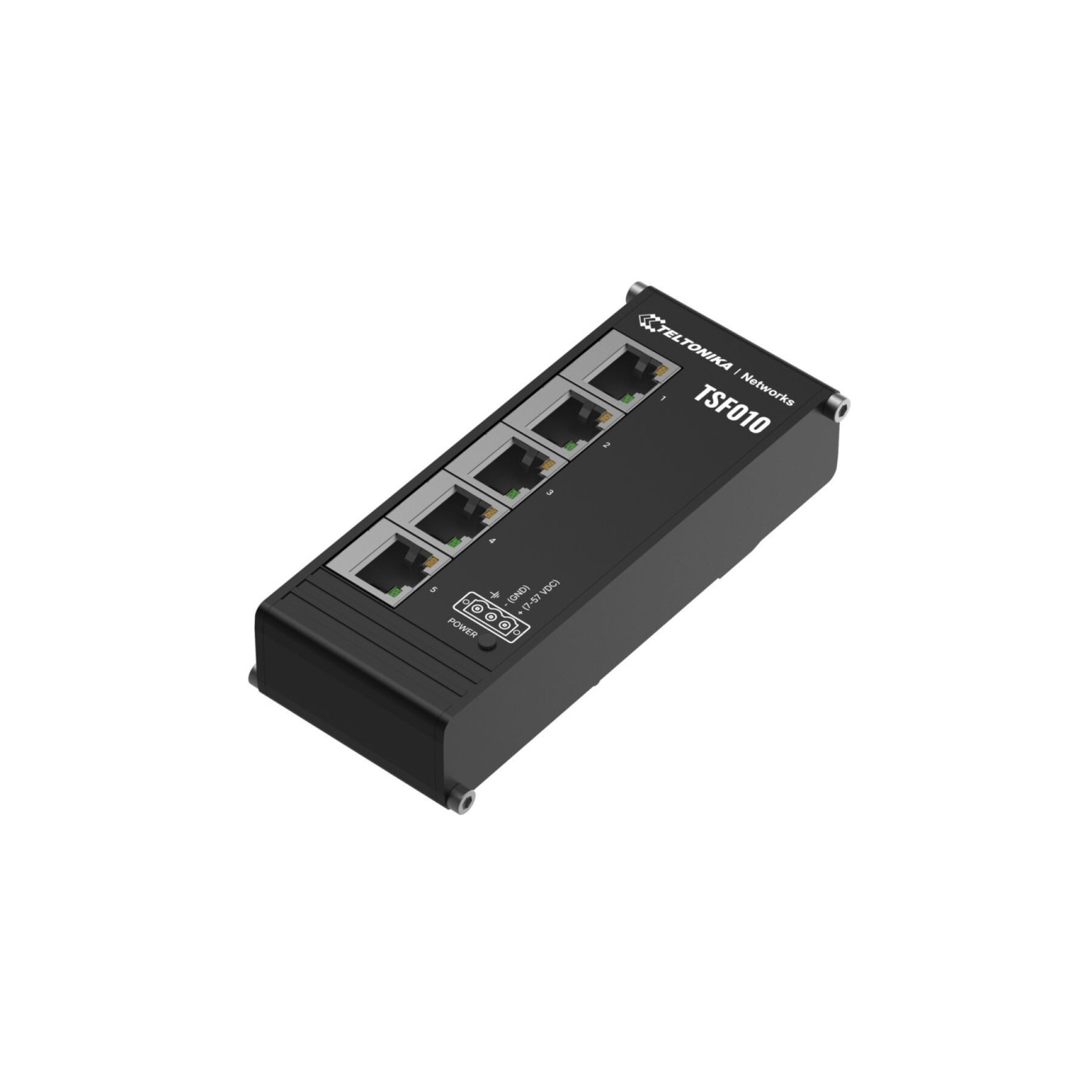 Teltonika TSF010 - Unmanaged 5x 10/100 Mbps Ethernet Switch - DIN-rail, Black, Flat Design — Buy in Cyprus with Fast Delivery