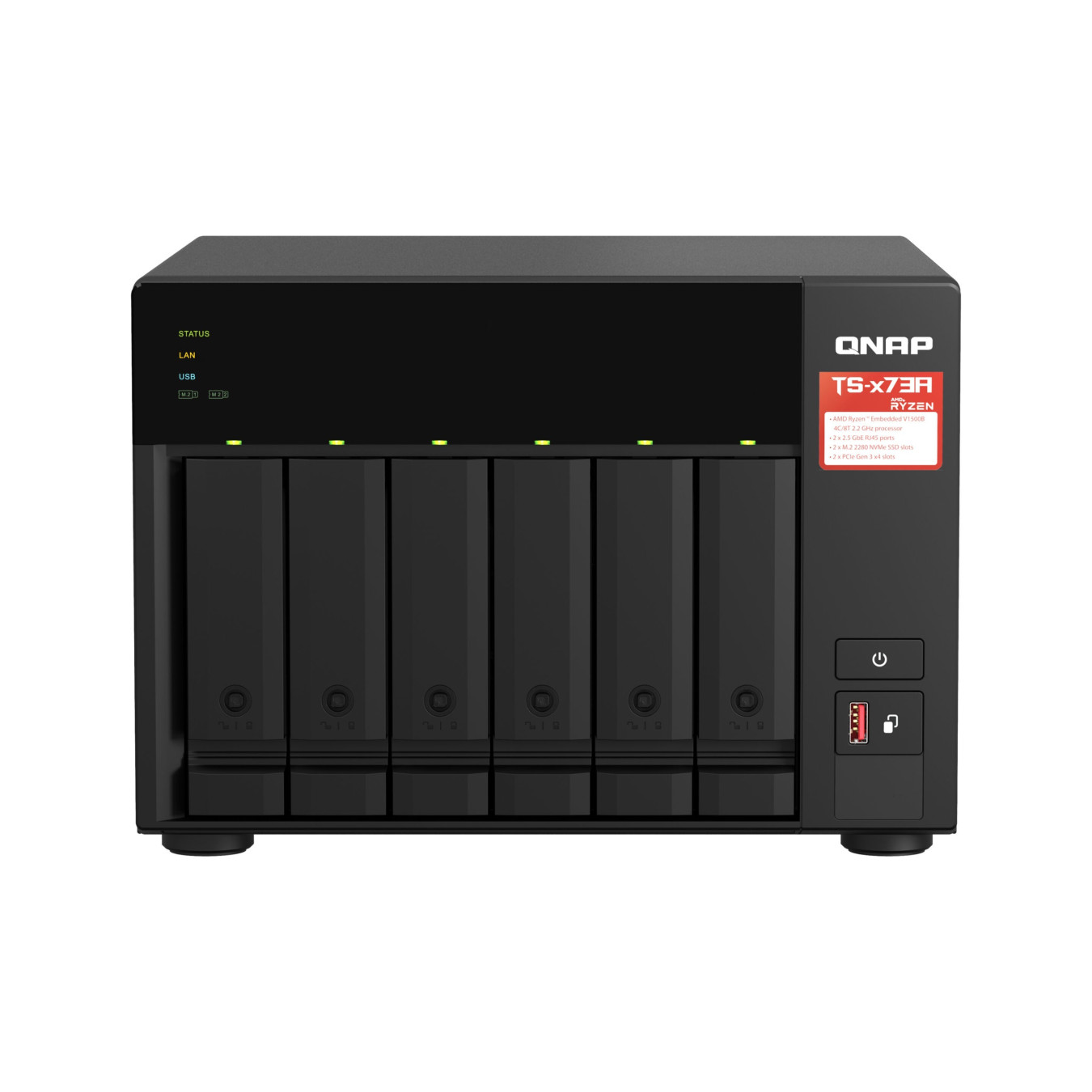 QNAP TS-673A-8G - 6-Bay NAS, AMD Ryzen V1500 4-core 2.2GHz, 8GB RAM, USB-C, 2.5GbE-ready — Buy in Cyprus with Fast Delivery