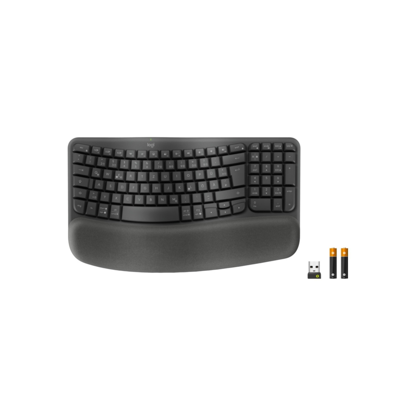 Logitech Wave Keys for Business - 920-012327 - Wireless Graphite, German QWERTZ, Bluetooth 5.1, 256KB Memory, Ergonomic