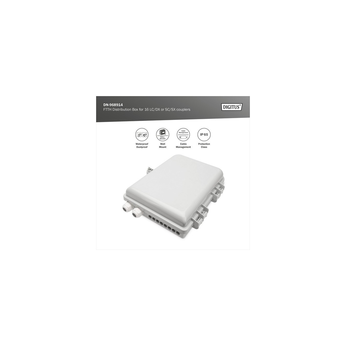FTTH distribution box - for 16 LC DX or SC SX couplings, splice box — Buy in Cyprus with Fast Delivery