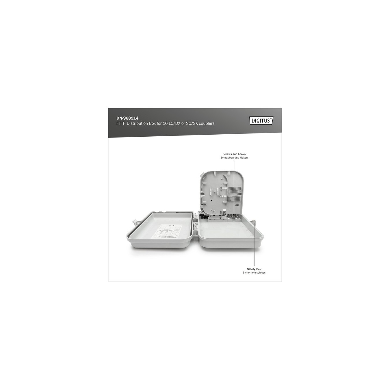 FTTH distribution box - for 16 LC DX or SC SX couplings, splice box — Buy in Cyprus with Fast Delivery