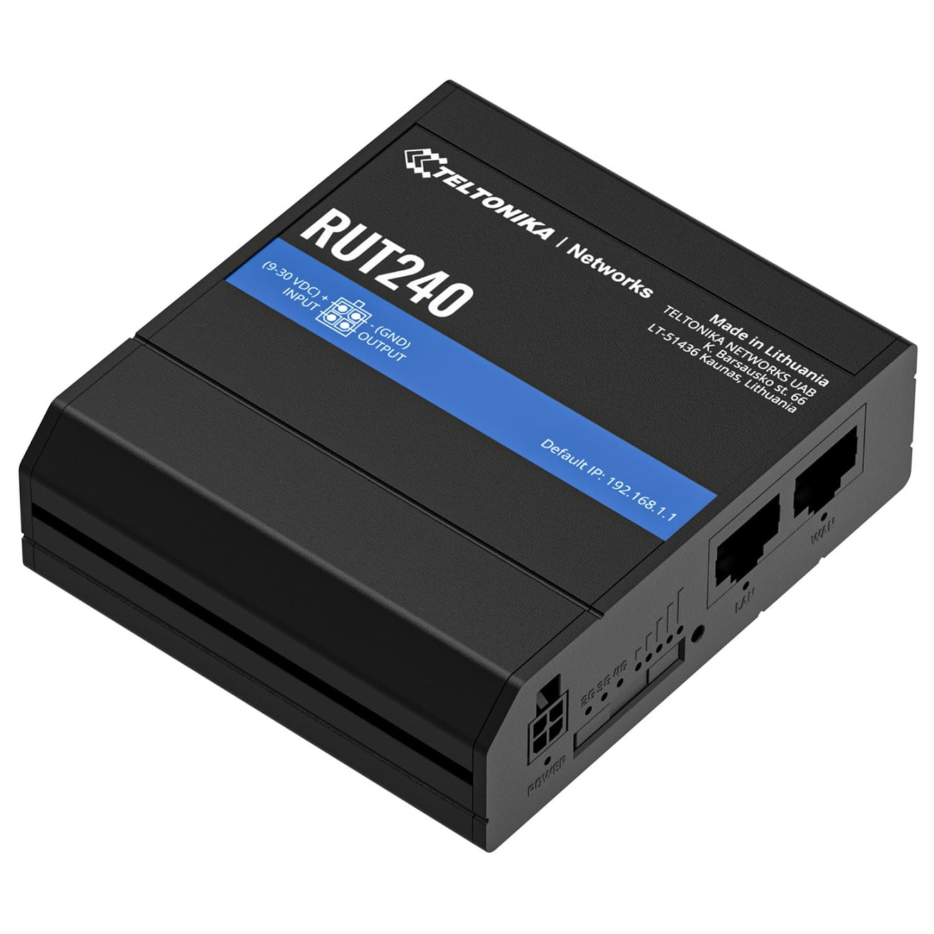 Teltonika RUT240 Wireless Router - RUT240 - Industrial LTE router, Black, Wi-Fi 4 (2.4 GHz), Fast Ethernet