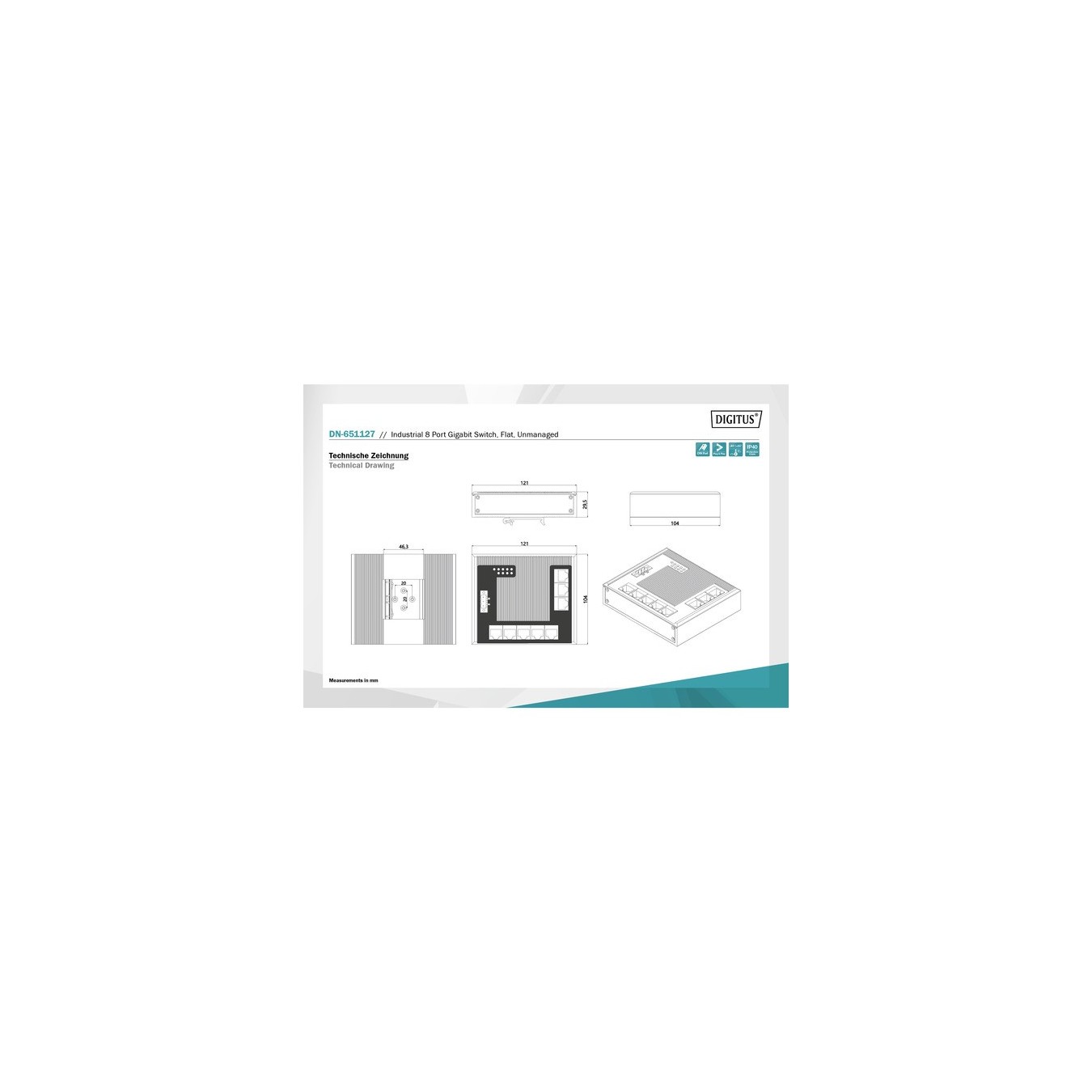 8P G Ethernet Network Switch, Flat, Industrial UNM — Buy in Cyprus with Fast Delivery