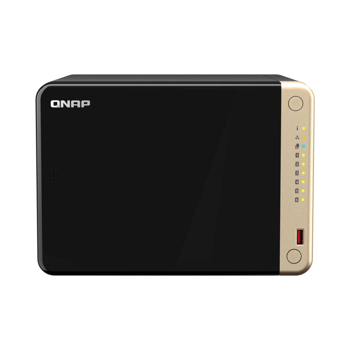 QNAP TS-664-8G NAS Server - 6-Bay, Intel Celeron N5095 2.0/2.9GHz, 8GB DDR4, 2x M.2, 2x2.5GbE, HDMI 2.1, Black/Bronze