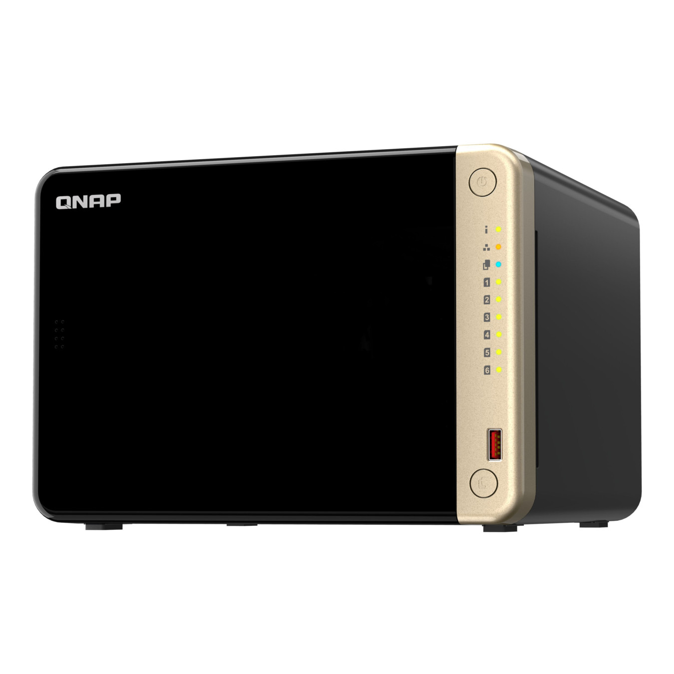 QNAP TS-664-8G NAS Server - 6-Bay, Intel Celeron N5095 2.0/2.9GHz, 8GB DDR4, 2x M.2, 2x2.5GbE, HDMI 2.1, Black/Bronze
