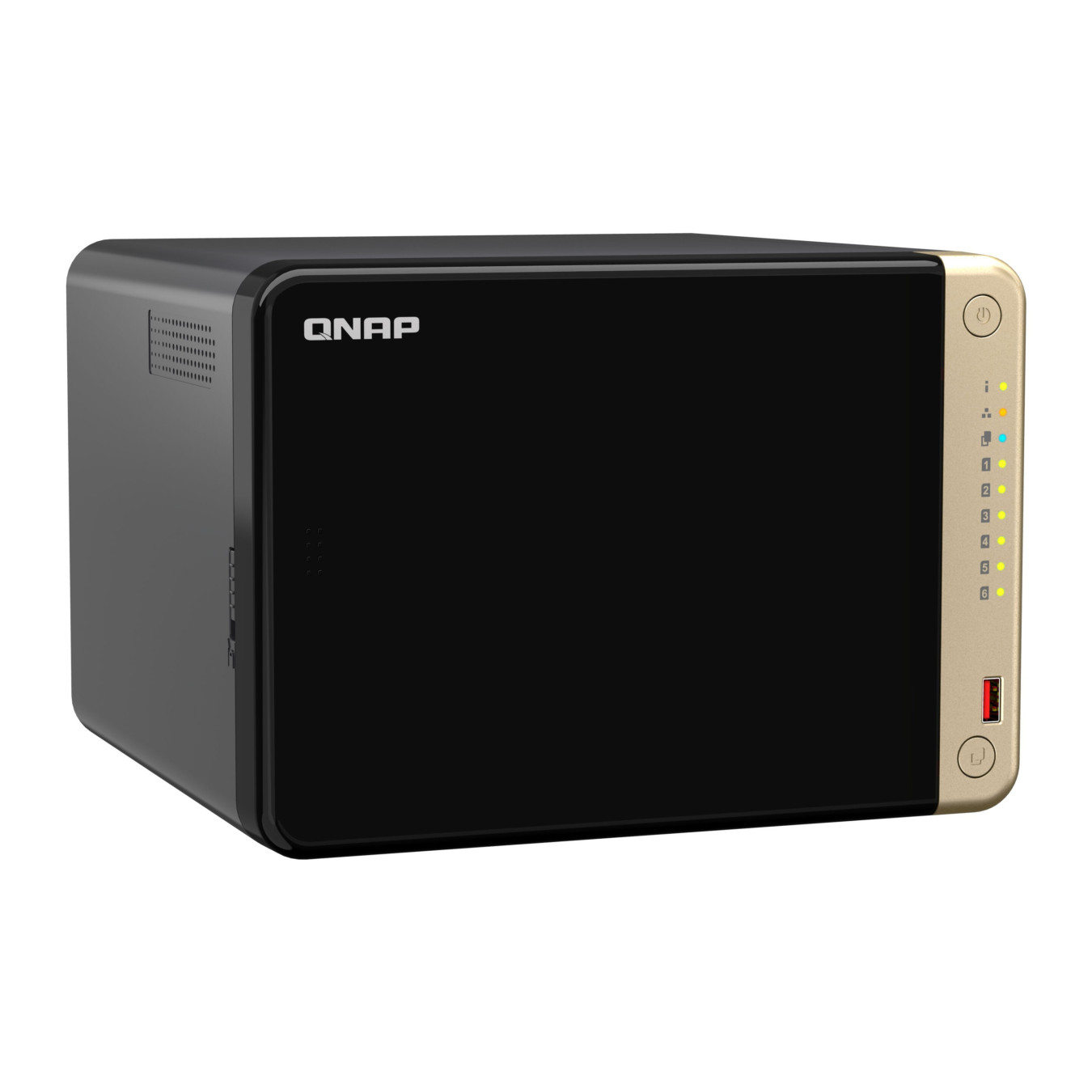 QNAP TS-664-8G NAS Server - 6-Bay, Intel Celeron N5095 2.0/2.9GHz, 8GB DDR4, 2x M.2, 2x2.5GbE, HDMI 2.1, Black/Bronze
