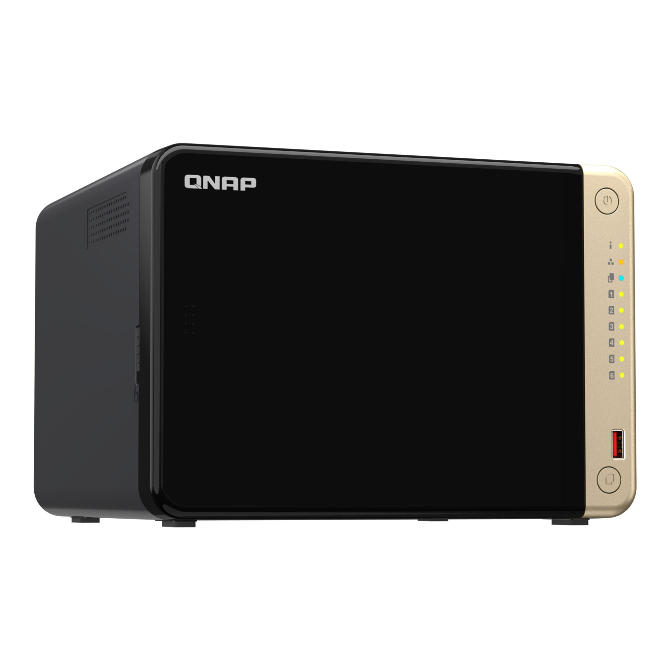 QNAP TS-664-8G NAS Server - 6-Bay, Intel Celeron N5095 2.0/2.9GHz, 8GB DDR4, 2x M.2, 2x2.5GbE, HDMI 2.1, Black/Bronze