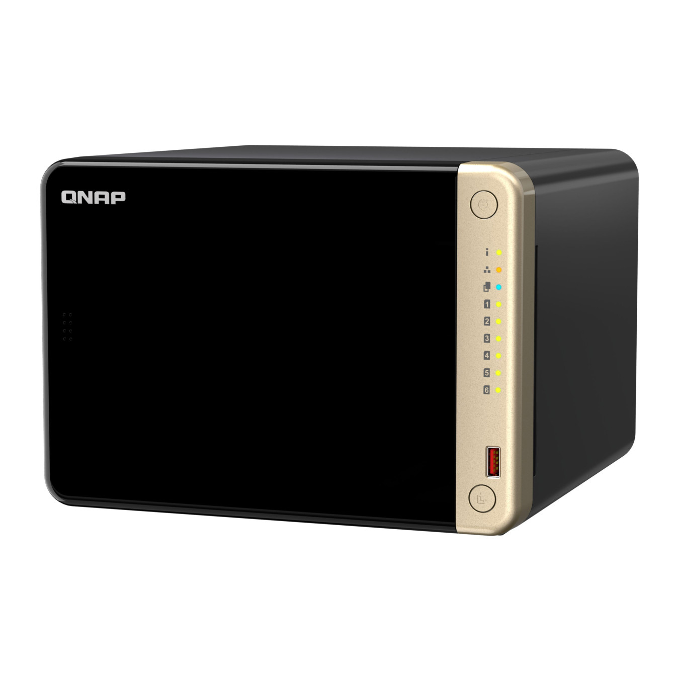 QNAP TS-664-8G NAS Server - 6-Bay, Intel Celeron N5095 2.0/2.9GHz, 8GB DDR4, 2x M.2, 2x2.5GbE, HDMI 2.1, Black/Bronze