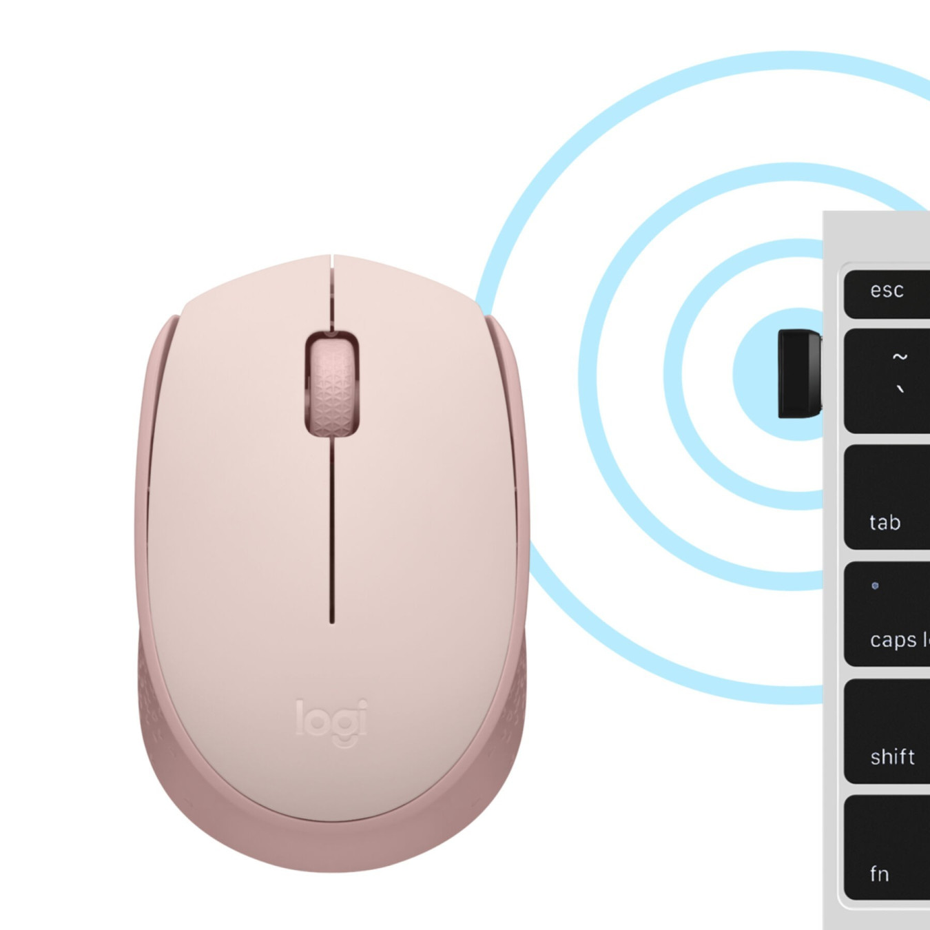 Logitech M171 Wireless Mouse - 910-006865 - Pink, 2.4 GHz RF Nano Receiver, Optical, Ambidextrous