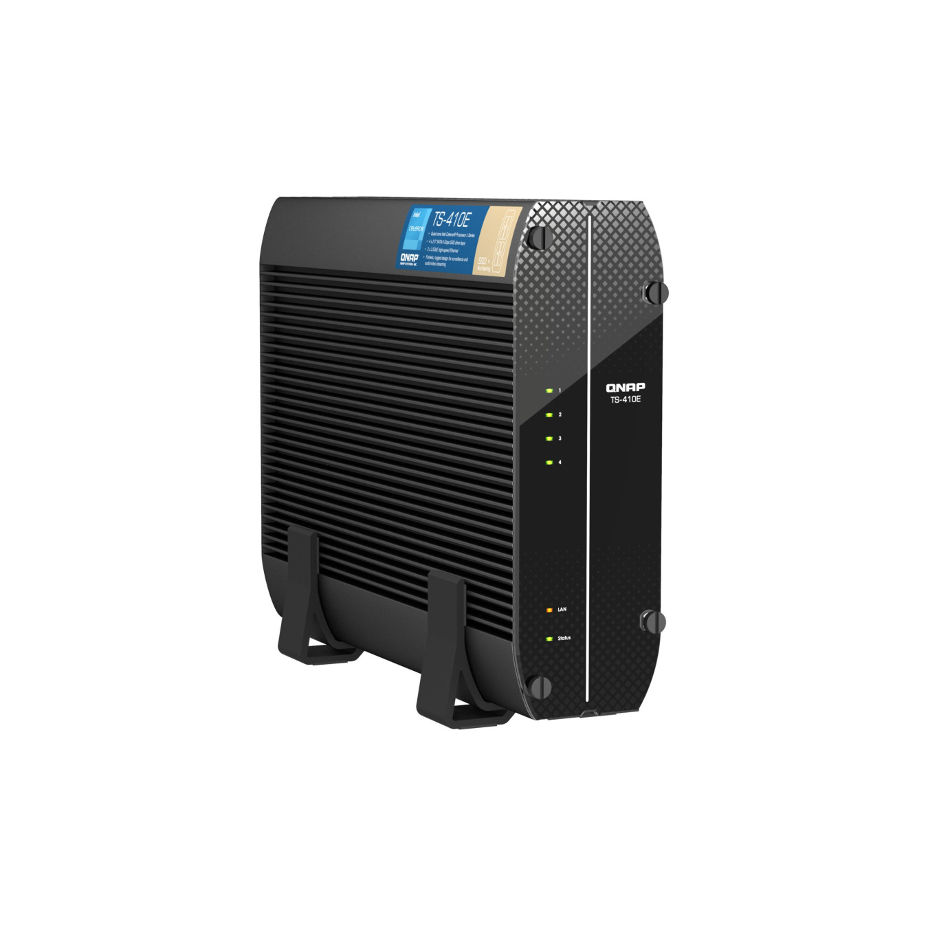 QNAP TS-410E-8G - 4-Bay Fanless NAS - Intel Celeron J6412 2.6GHz, 8GB RAM, 2.5GbE, 4x 2.5-inch SSD