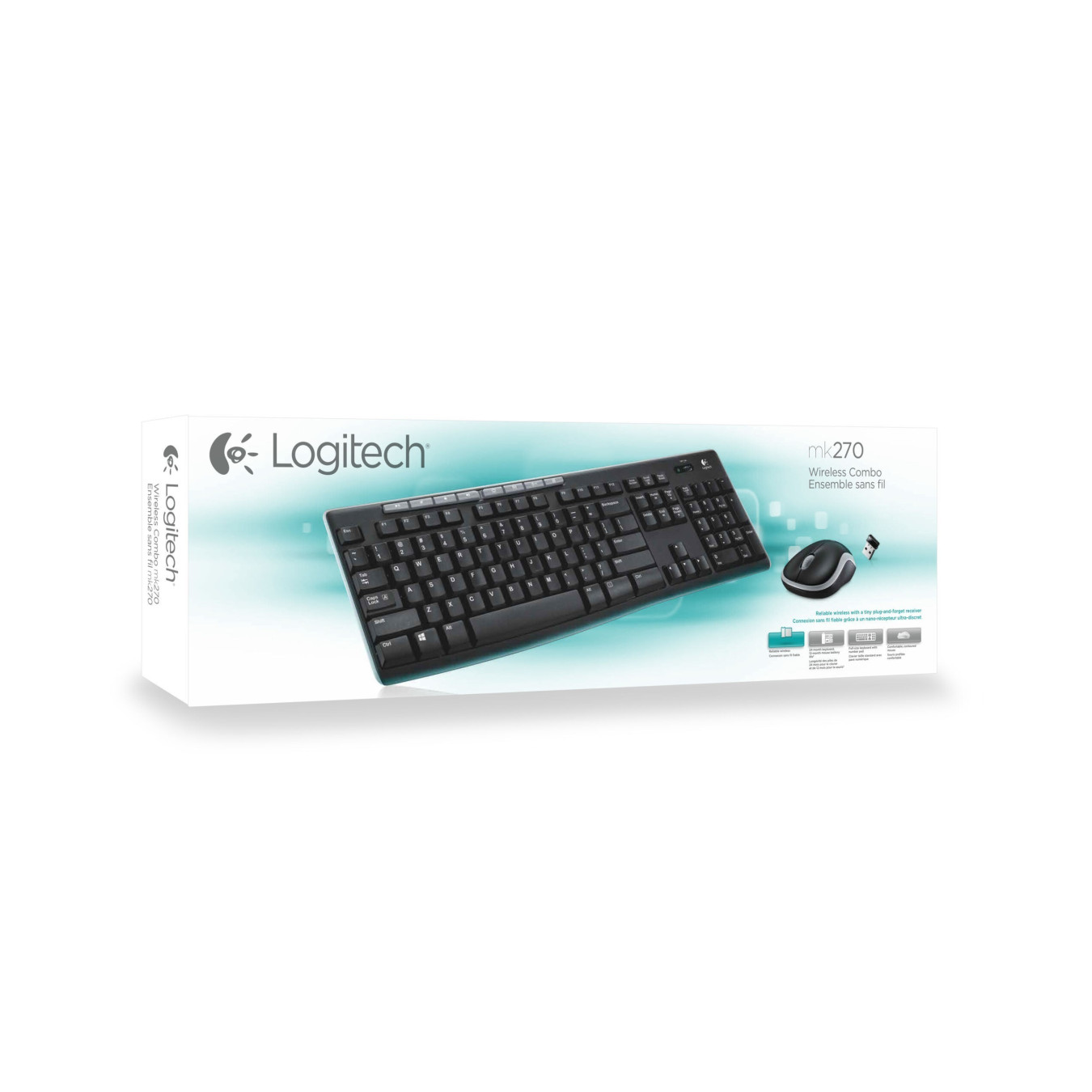 Logitech Wireless Keyboard & Mouse Combo MK270 - Black - Full-size UK QWERTY, 2.4GHz Nano Receiver