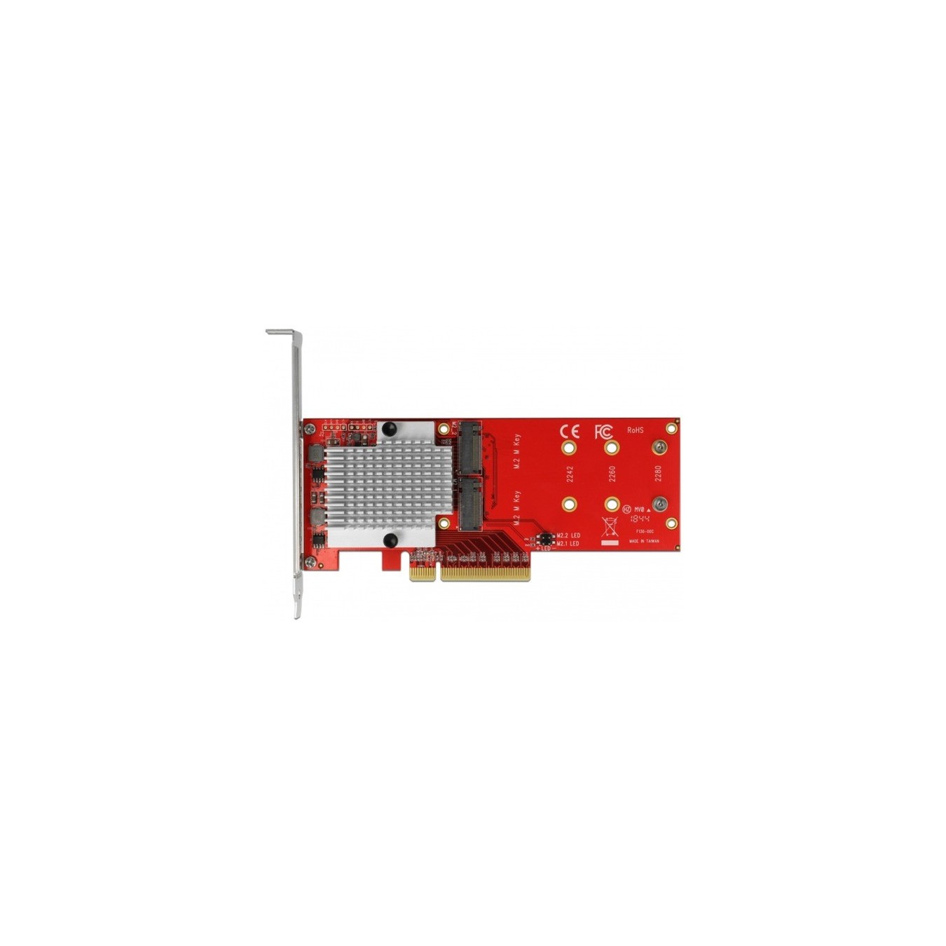PCIe x8 to 2x internal NVMe M.2 Key M LP Adapter - PCIe x8 to 2x internal NVMe M.2 Key M LP, Adapter