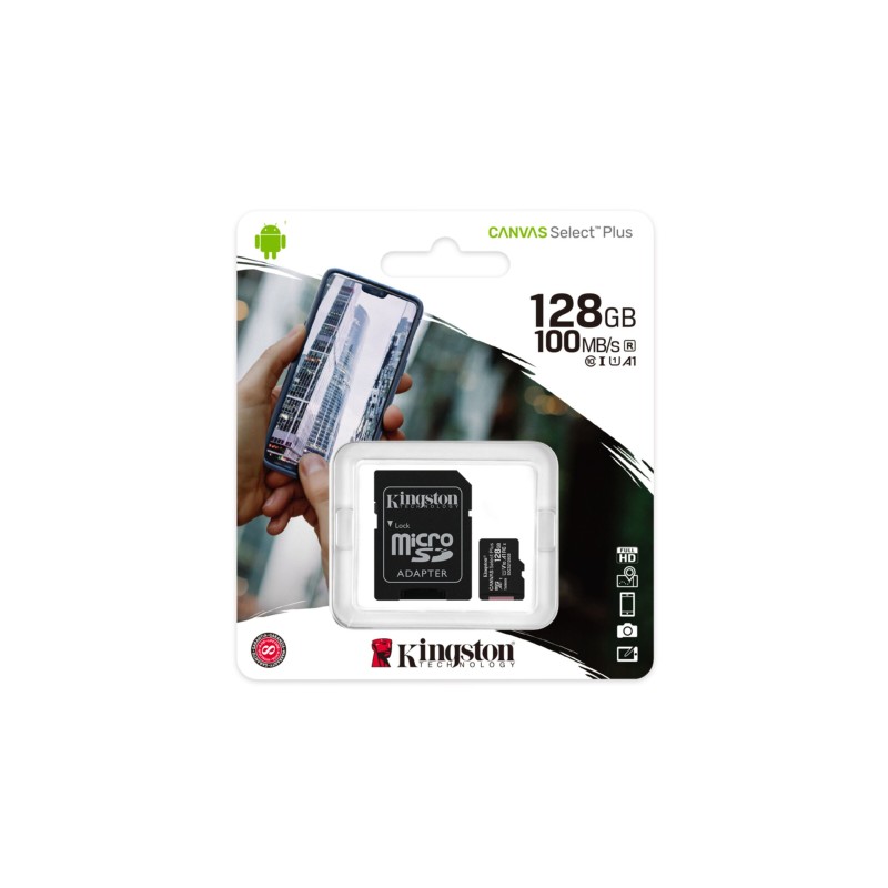 Buy Kingston Canvas Select Plus MicroSDXC SDCS2 - 128GB, UHS-I U1 (V10), 100MB/s... in Cyprus, Nicosia, Limassol, Larnaka, Pafos