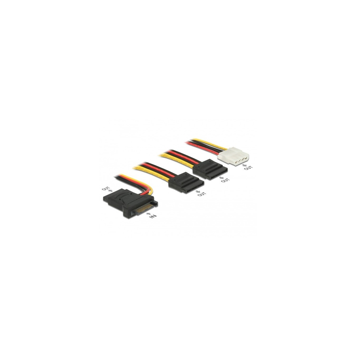SATA Cable - 15 pin male to 3 x SATA female + 1 x 4 pin female, 20 cm (PCB) — Buy in Cyprus with Fast Delivery