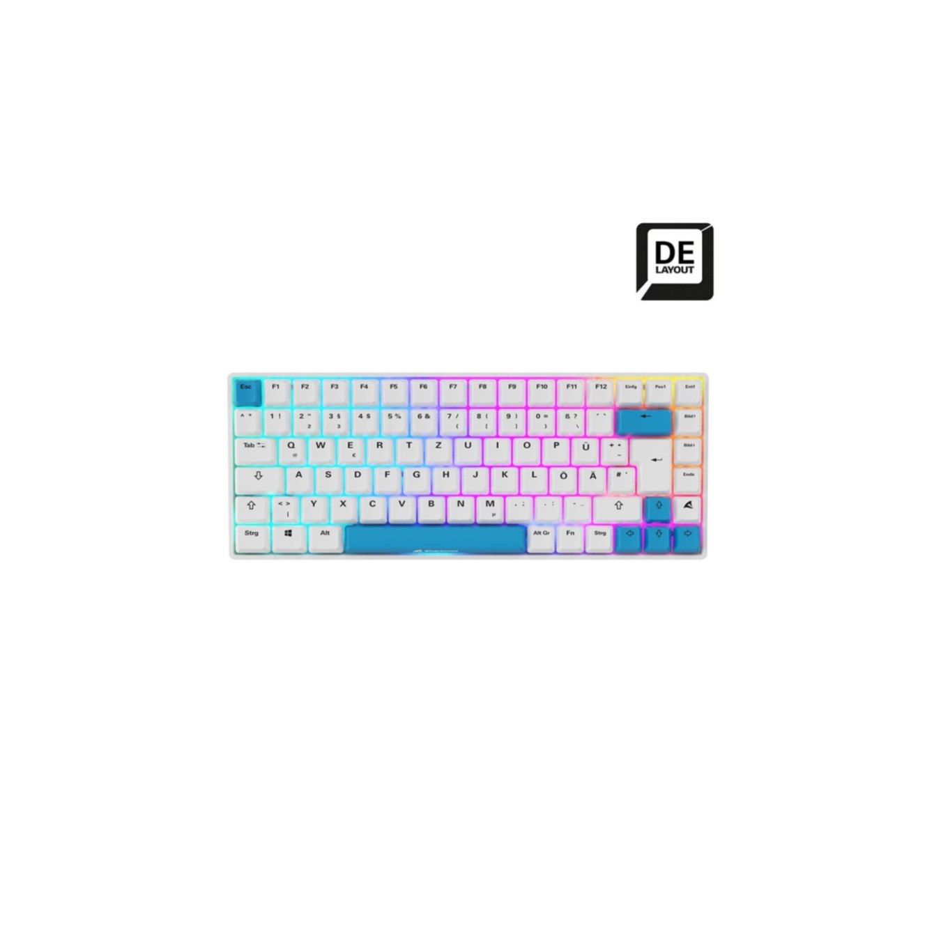 Sharkoon SKILLER SGK50 S3 PBT - 75% Mechanical Gaming Keyboard, Gateron Yellow, White, 256KB Onboard