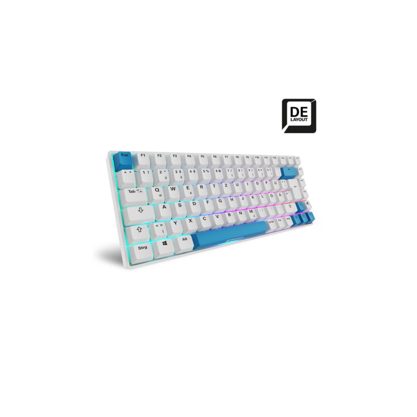 Sharkoon SKILLER SGK50 S3 PBT - 75% Mechanical Gaming Keyboard, Gateron Yellow, White, 256KB Onboard