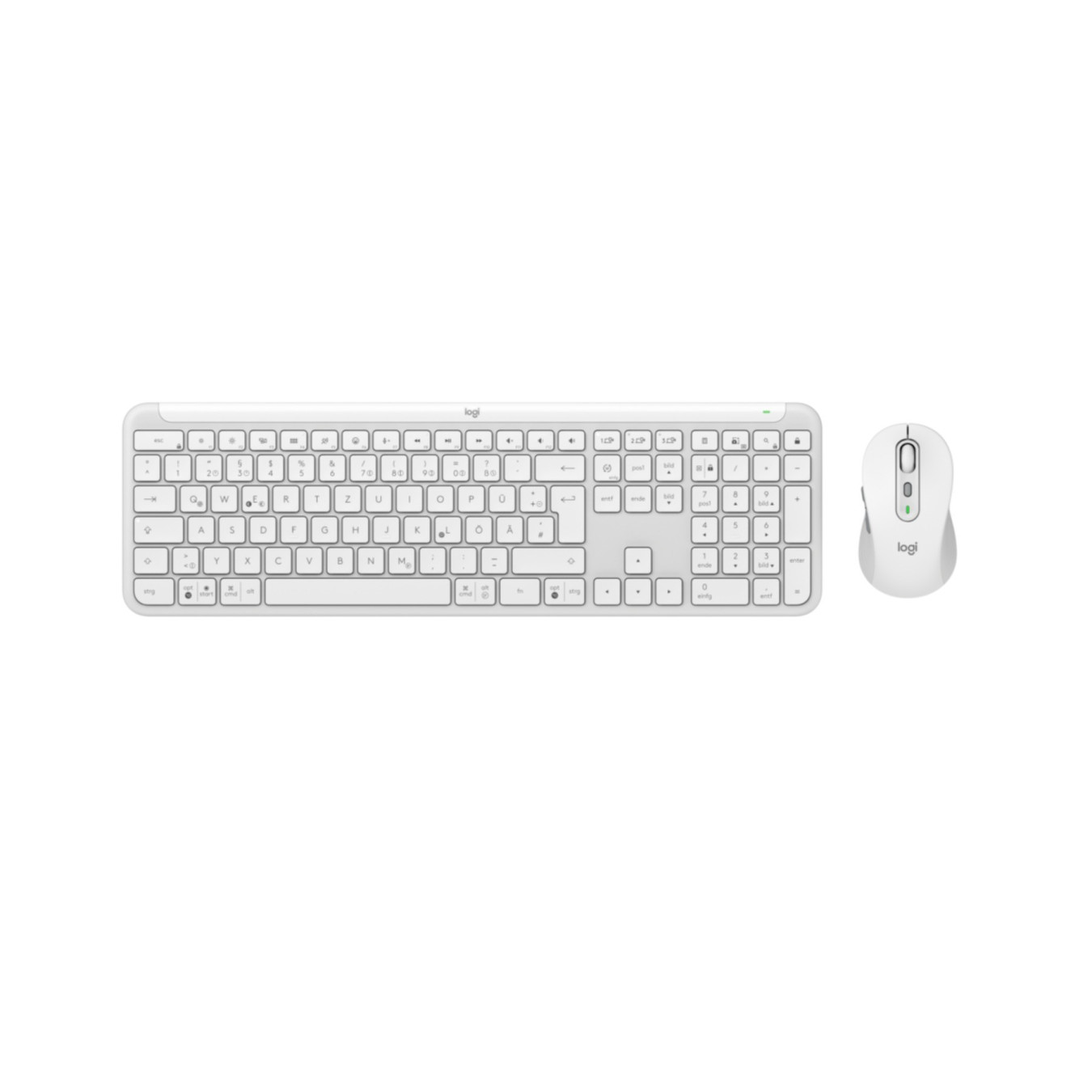 Logitech MK950 Slim Wireless Keyboard & Mouse Combo - 920-012484 - White/Graphite, German QWERTZ, RF + Bluetooth 5.1