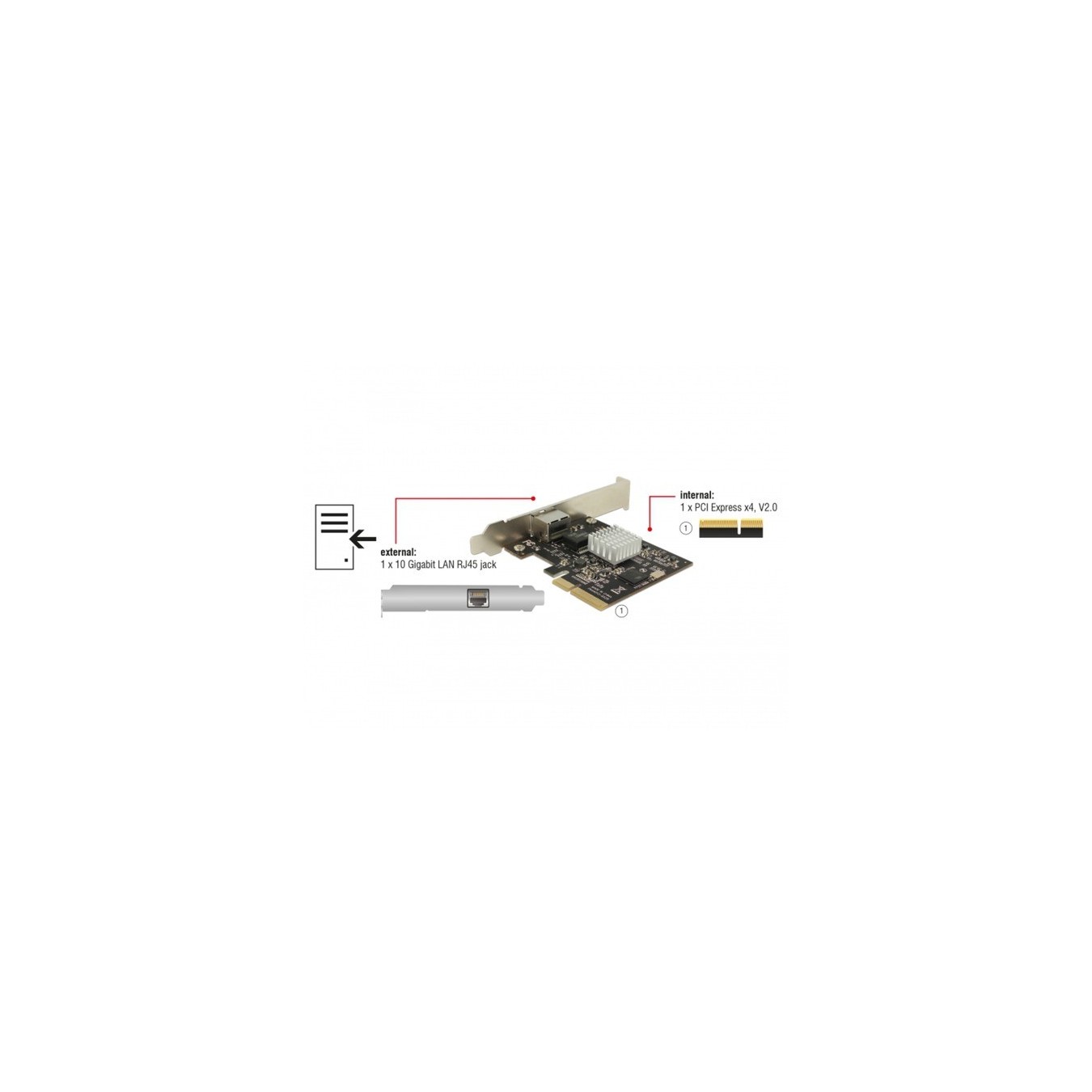 PCIe Card to 1x 10 Gigabit LAN NBASE-T RJ45, LAN Adapter — Buy in Cyprus with Fast Delivery