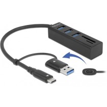 USB Hub - 3 port USB 3.2 Gen 1 Hub + SD and Micro SD card reader with USB Type-C or USB Type-A port