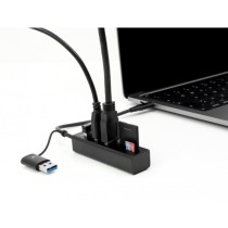 USB Hub - 3 port USB 3.2 Gen 1 Hub + SD and Micro SD card reader with USB Type-C or USB Type-A port